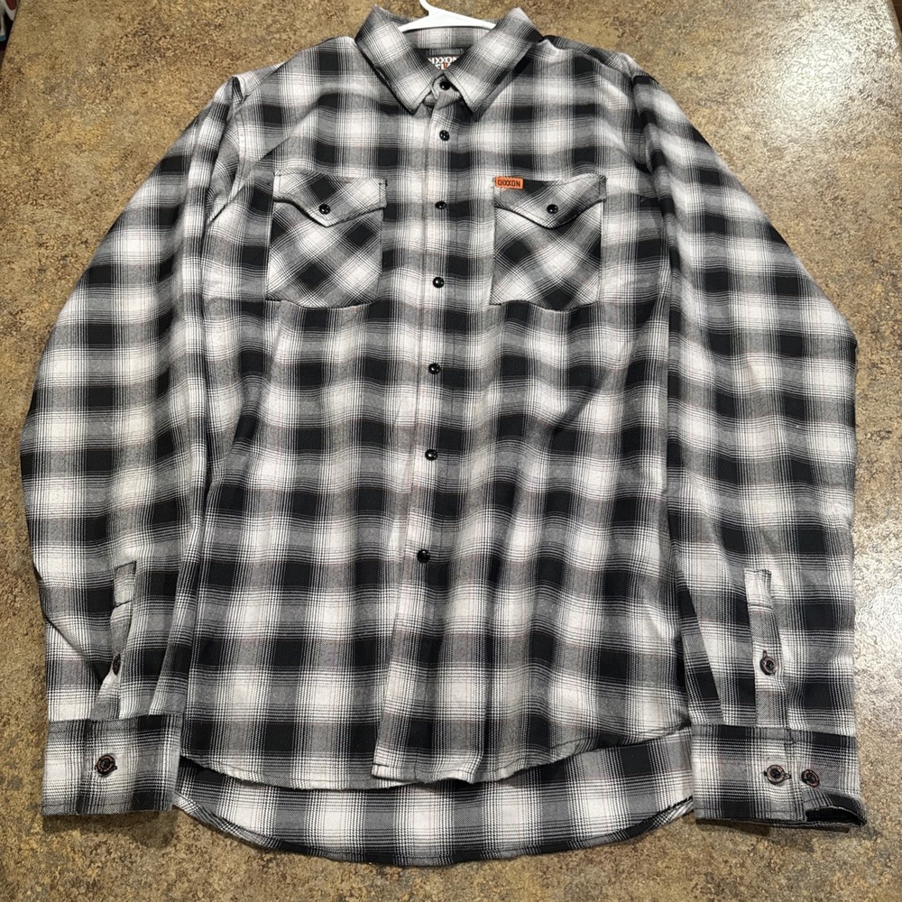 Dixxon Flannel Co " The Big Twin XLT Black & Gray Plaid Long Sleeve Pearl Snap